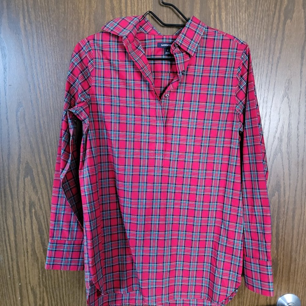 Lands End Red Plaid Size 2